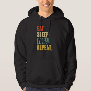 Eat Sleep Yoga Repeat Retro Vintage Yoga Hoodie
