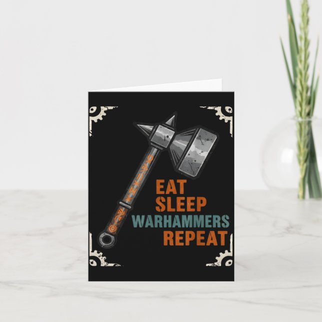 Eat Sleeps Warhammers Repeats Tee For Men Women Bo Card (Front)