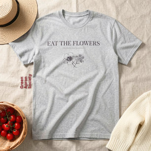 Eat The Flowers Minimalist Foraging Botanical Line Tri-Blend Shirt