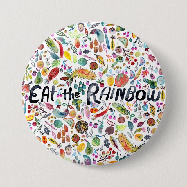 EAT THE RAINBOW colourful fruits veggies 7.5 Cm Round Badge (Front)