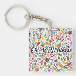EAT THE RAINBOW colourful fruits veggies Key Ring