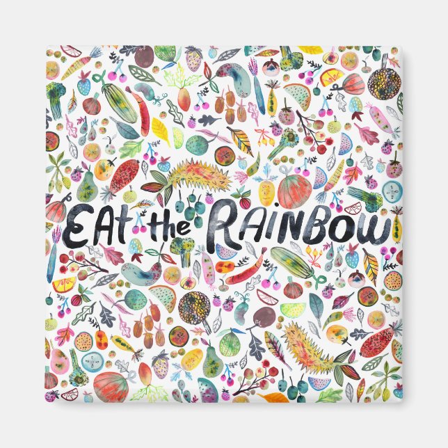 EAT THE RAINBOW colourful fruits veggies Magnet (Front)