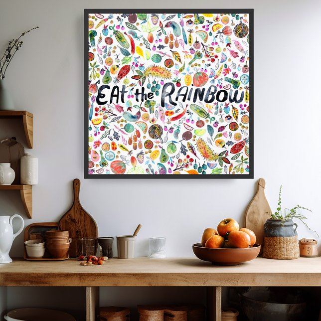 EAT THE RAINBOW colourful fruits veggies Poster (EAT THE RAINBOW colorful fruits veggies watercolor Poster
)