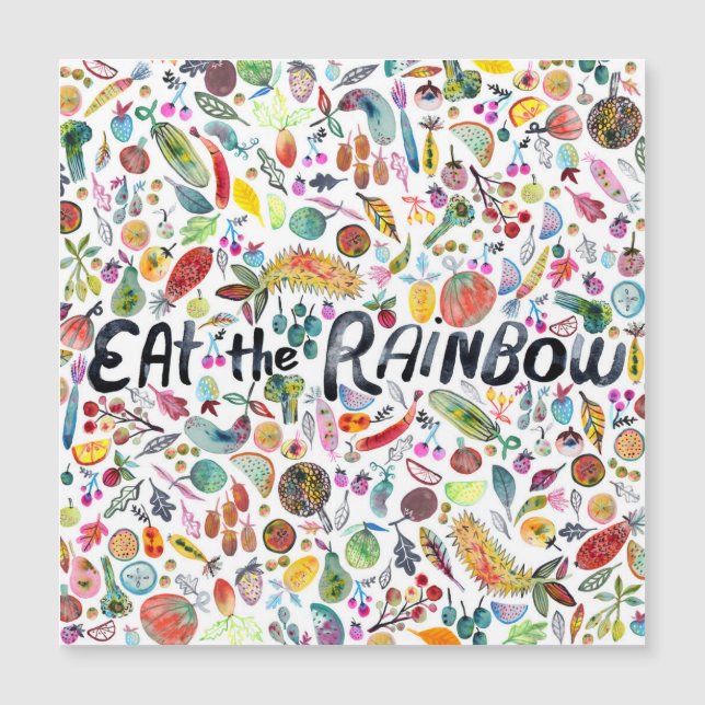 EAT THE RAINBOW colourful fruits veggies watercolo (Front)