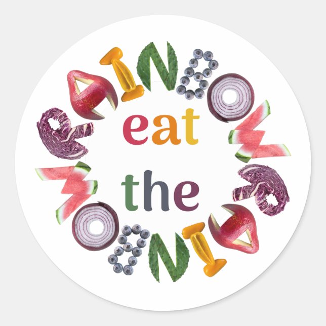 Eat the rainbow - healthy eating  classic round sticker (Front)
