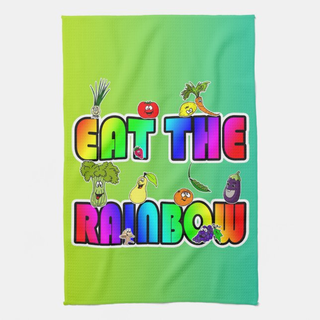 eat the rainbow tea towel (Vertical)