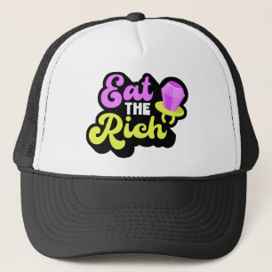 Eat The Rich 90's Diamond Ring Pop Funny Political Trucker Hat