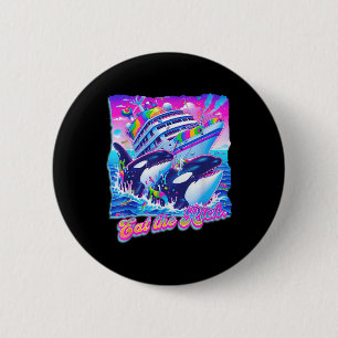 Eat The Rich Whale 90s Orca Funny Whale Animal Yac 6 Cm Round Badge