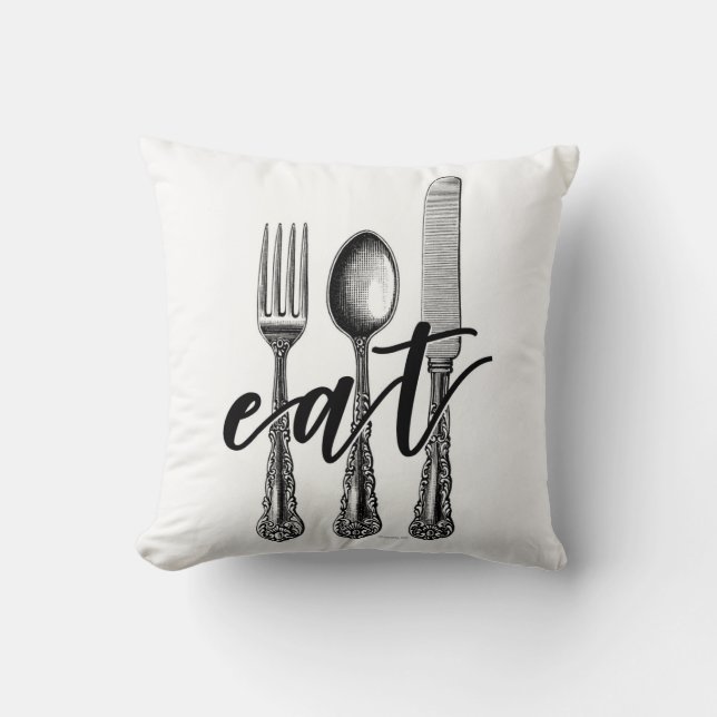 EAT Throw Pillow (Front)