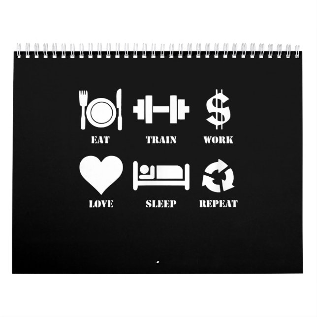 Eat Train Work Love Sleep Repeat Motivational Gym Calendar (Cover)