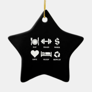 Eat Train Work Love Sleep Repeat Motivational Gym Ceramic Tree Decoration