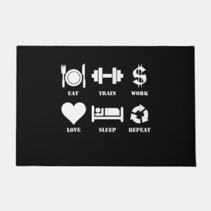 Eat Train Work Love Sleep Repeat Motivational Gym Doormat