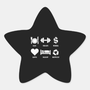 Eat Train Work Love Sleep Repeat Motivational Gym Star Sticker