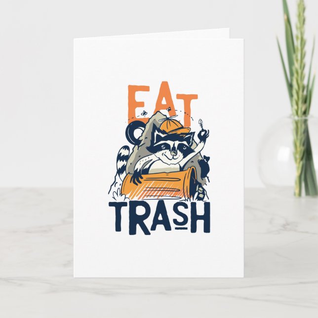 Eat Trash Funny Raccoon Junk Food Gift Card (Front)