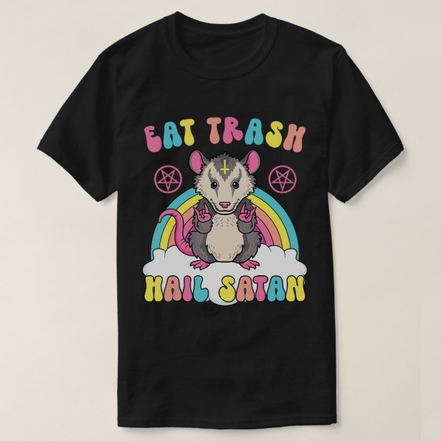Eat Trash Hail Satan Kawaii Pastel Goth Satanic Po T-Shirt (Design Front)