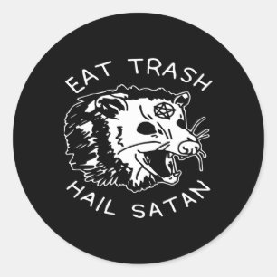 Eat Trash Hail Satan Matching Christmas Pajama Xma Classic Round Sticker