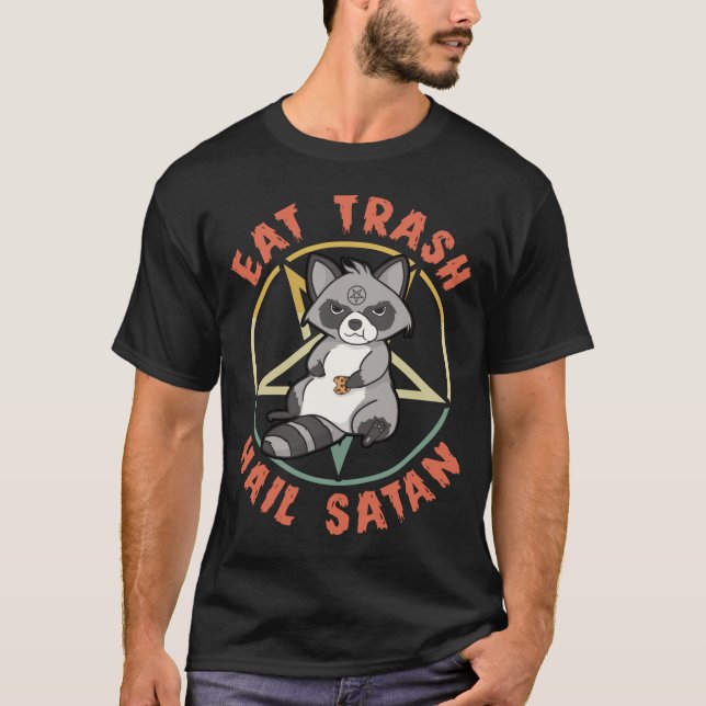 Eat Trash Hail Satan - Racoon Soft Goth Grunge Ae T-Shirt (Front)