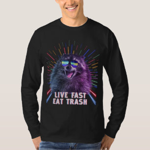 Eat Trash Racoon Panda Rave Old School Pilot Sung T-Shirt
