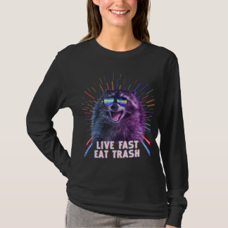 Eat Trash Racoon Panda Rave Old School Pilot Sung T-Shirt