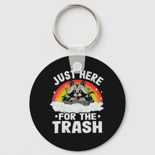 Eat Trash Racoon Retro Rainbow Vintage Racoon Key Ring
