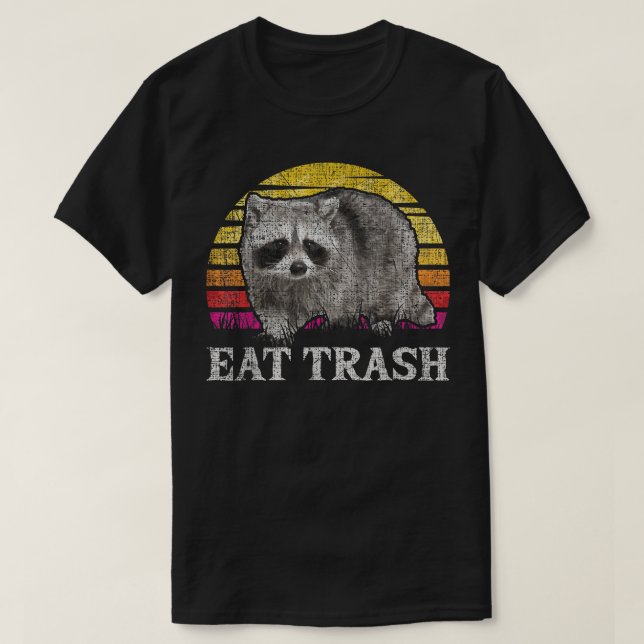 Eat TrashFunny Retro Raccoon Lover Camping Enthusi T-Shirt (Design Front)