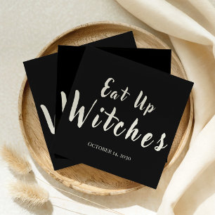 Eat Up Witches Funny Halloween Black Napkin