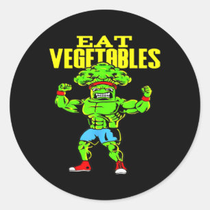 Eat Vegetables Funny Broccoli Fitness Strengthspor Classic Round Sticker