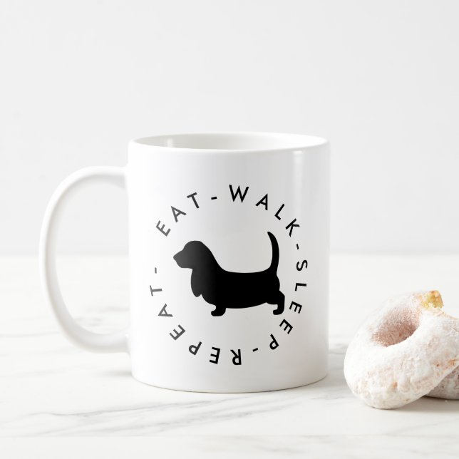 Eat walk sleep repeat daschund coffee mug (With Donut)