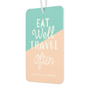 Eat Well Travel Often Chic Tropical Fruit Monogram Car Air Freshener