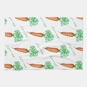 Eat Your Carrots Watercolor Tea Towel