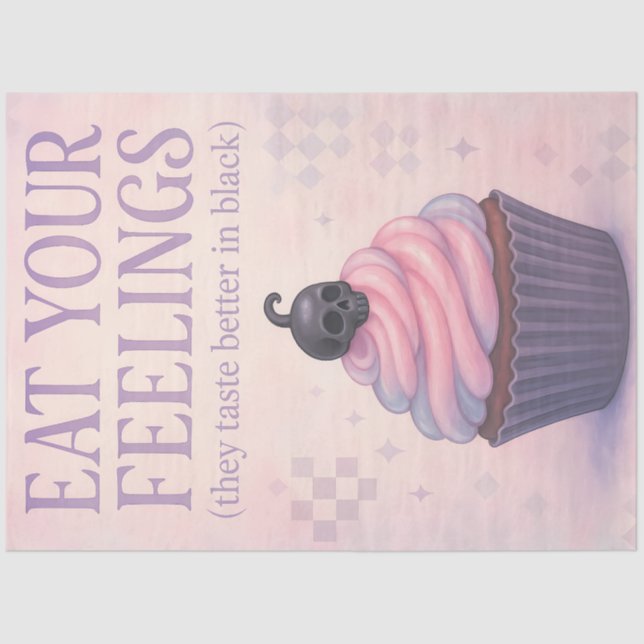 Eat Your Feelings Gothic Cupcake Decoupage Goth Tissue Paper (Front)
