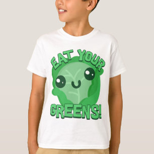 Eat Your Greens! Cute Cabbage Pun Cartoon T-Shirt