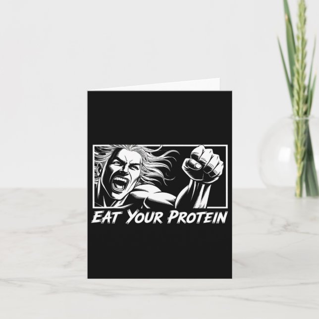 Eat Your Protein Anime Gym Manga Bodybuilding Fitn Card (Front)