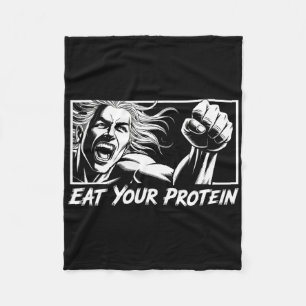 Eat Your Protein Anime Gym Manga Bodybuilding Fitn Fleece Blanket
