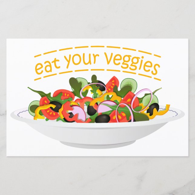 Eat Your Veggies Quote fresh salad mix bowl (Front)