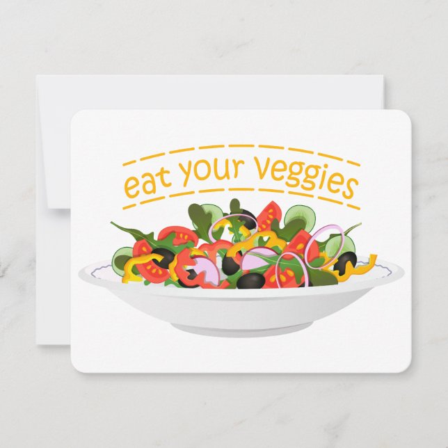 Eat Your Veggies Quote fresh salad mix bowl Card (Front)