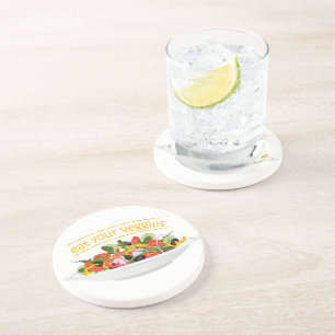 Eat Your Veggies Quote fresh salad mix bowl Coaster