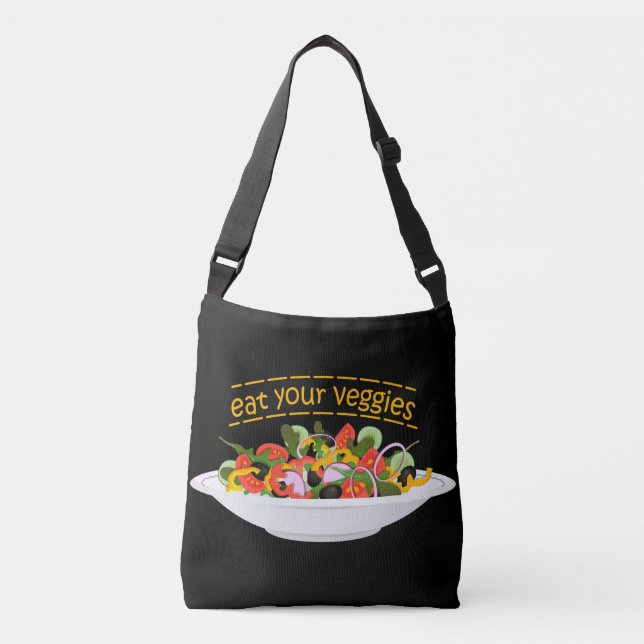 Eat Your Veggies Quote fresh salad mix bowl Crossbody Bag (Front)