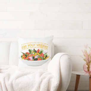 Eat Your Veggies Quote fresh salad mix bowl Cushion