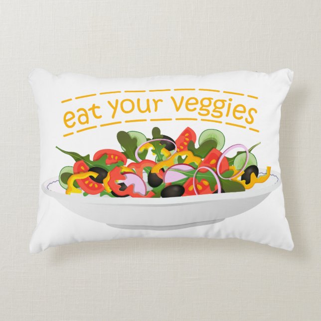 Eat Your Veggies Quote fresh salad mix bowl Decorative Cushion (Front)