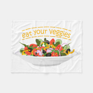 Eat Your Veggies Quote fresh salad mix bowl Fleece Blanket