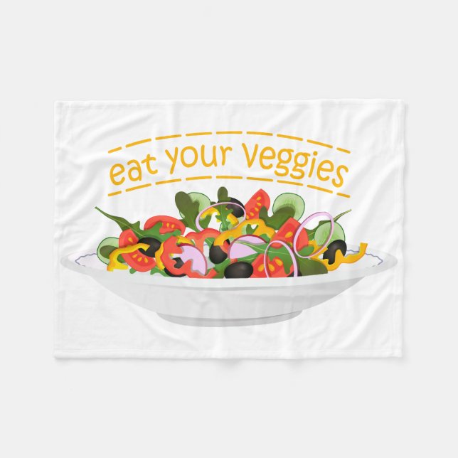 Eat Your Veggies Quote fresh salad mix bowl Fleece Blanket (Front (Horizontal))