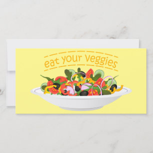 Eat Your Veggies Quote fresh salad mix bowl Holiday Card