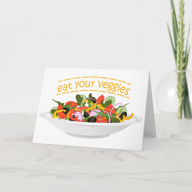 Eat Your Veggies Quote fresh salad mix bowl Invitation (Front)