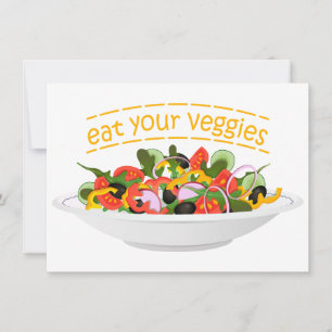 Eat Your Veggies Quote fresh salad mix bowl Invitation