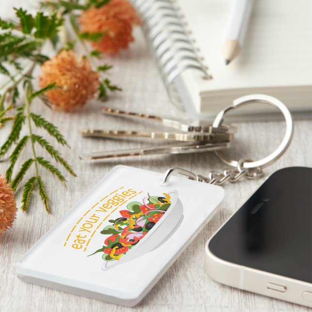 Eat Your Veggies Quote fresh salad mix bowl Key Ring (Front Right)