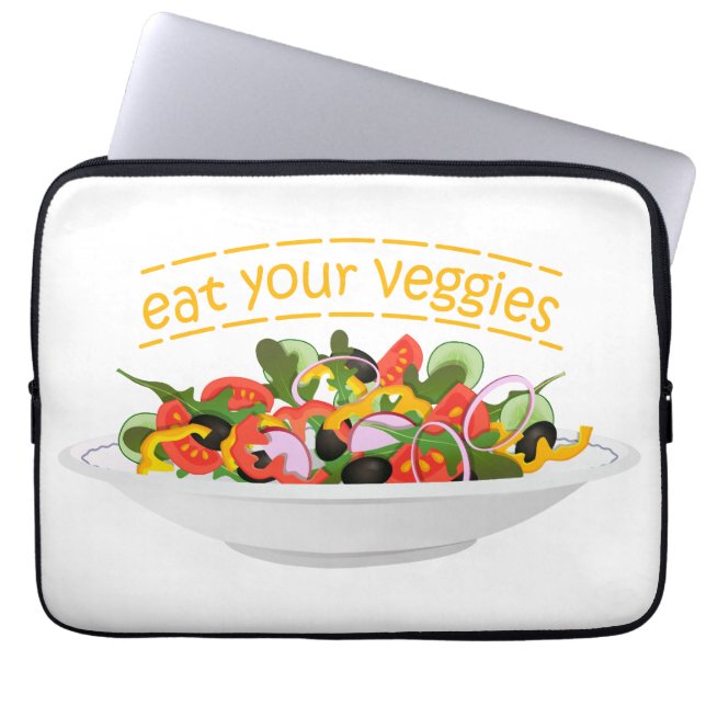 Eat Your Veggies Quote fresh salad mix bowl Laptop Sleeve (Front)