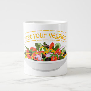 Eat Your Veggies Quote fresh salad mix bowl Large Coffee Mug