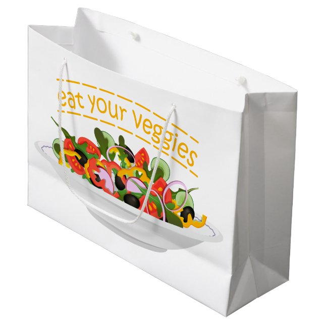 Eat Your Veggies Quote fresh salad mix bowl Large Gift Bag (Front Angled)