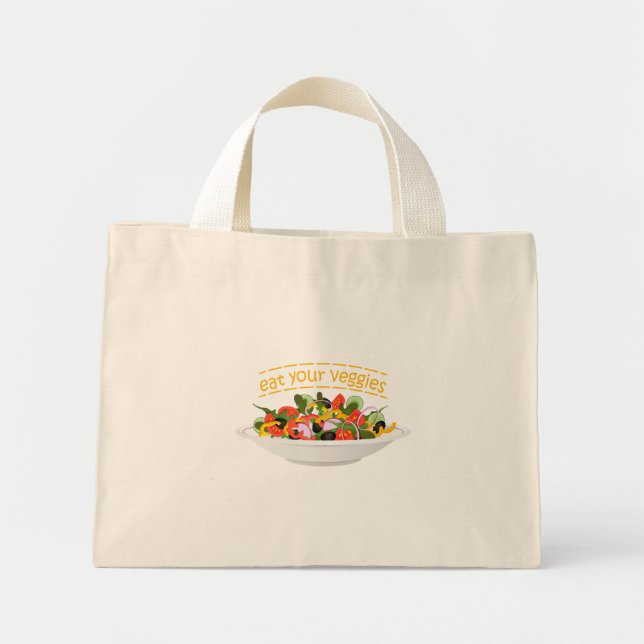 Eat Your Veggies Quote fresh salad mix bowl Mini Tote Bag (Front)